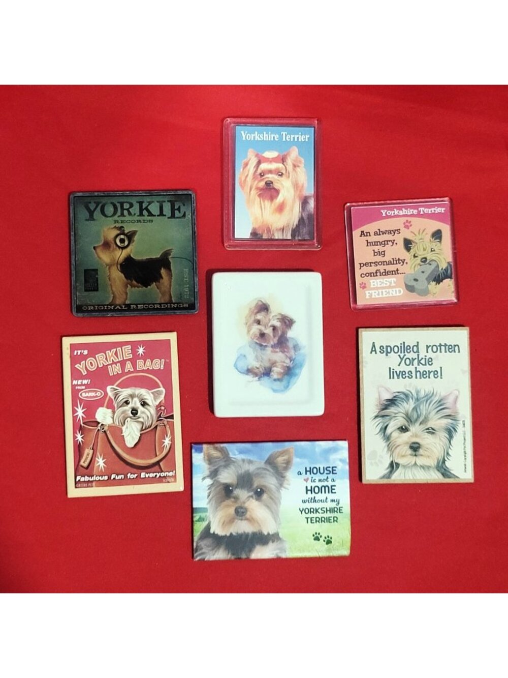 7 Yorkshire Terrier Yorkie Fridge Magnets Vintage Collectibles Retro Pets Lot